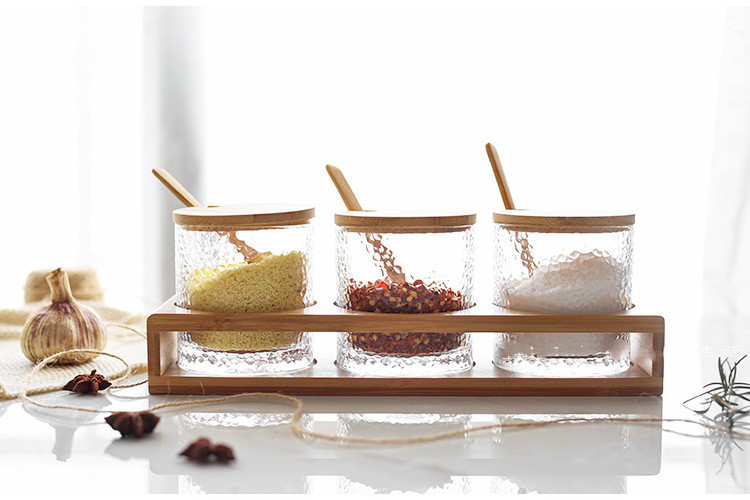 Glass Seasoning Jar with Bamboo Lid - Image 2