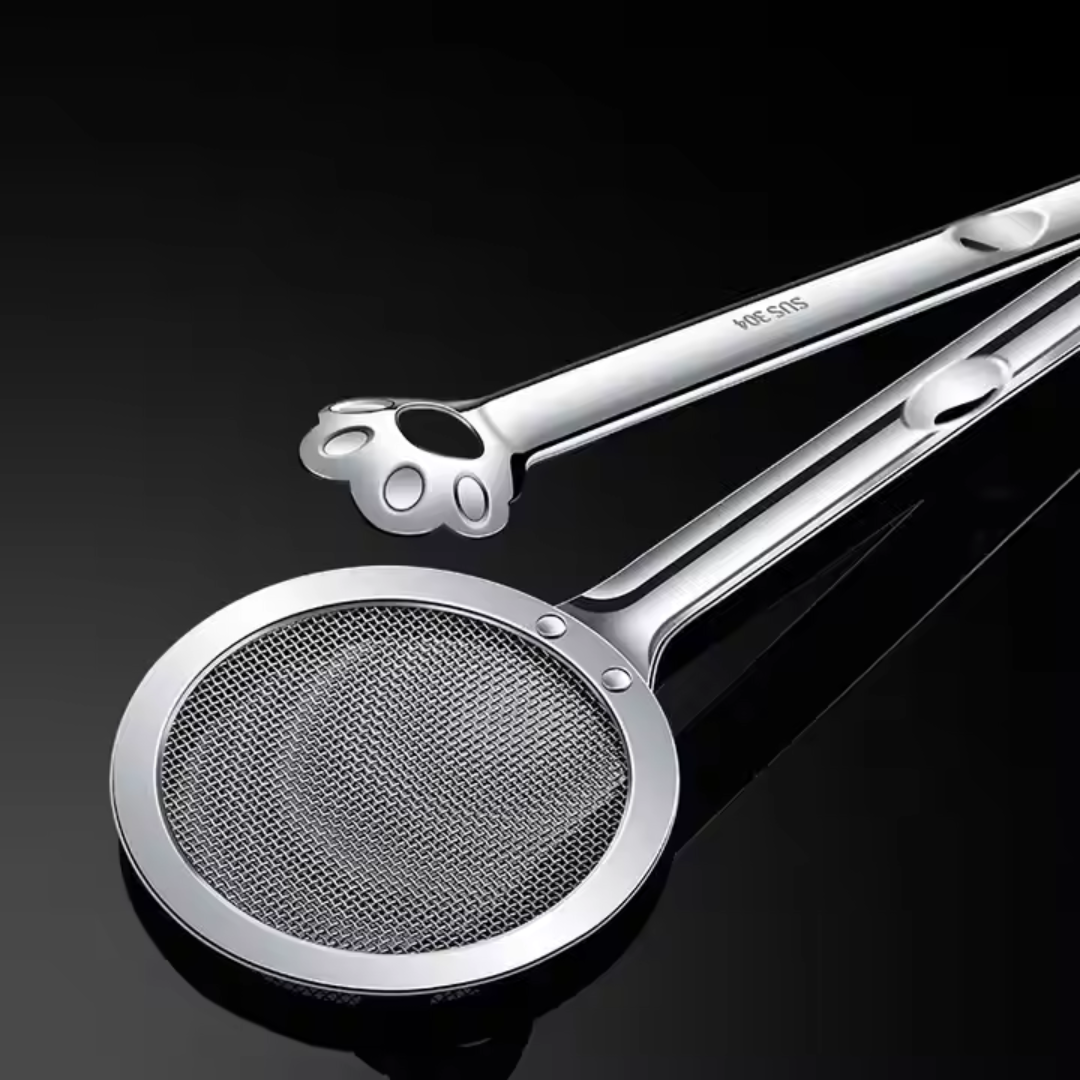 Stainless Steel Deep-Fry Strainer with Clip Tongs - Image 3