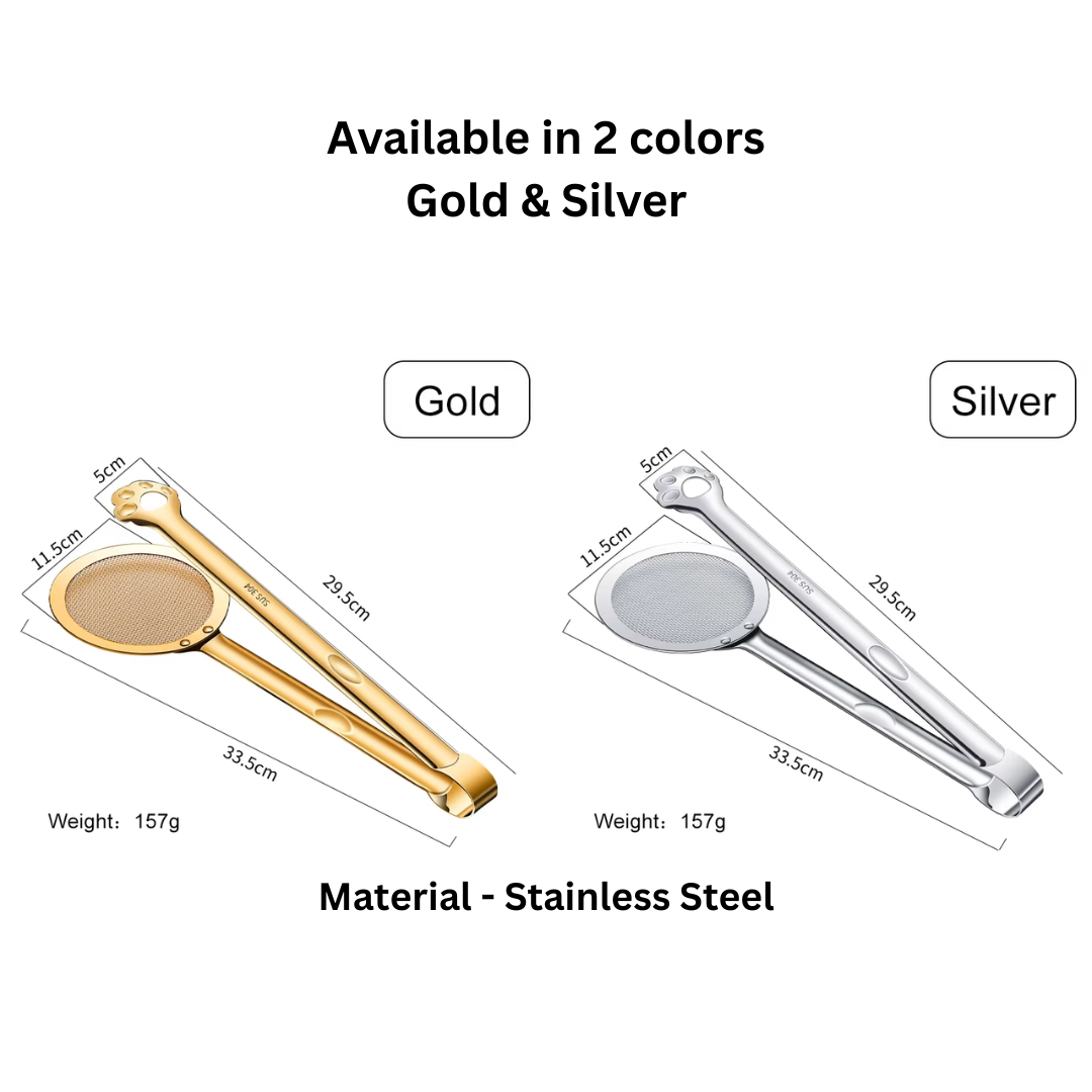 Stainless Steel Deep-Fry Strainer with Clip Tongs - Image 5