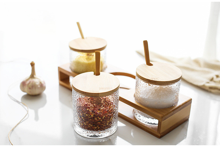 Glass Seasoning Jar with Bamboo Lid - Image 3