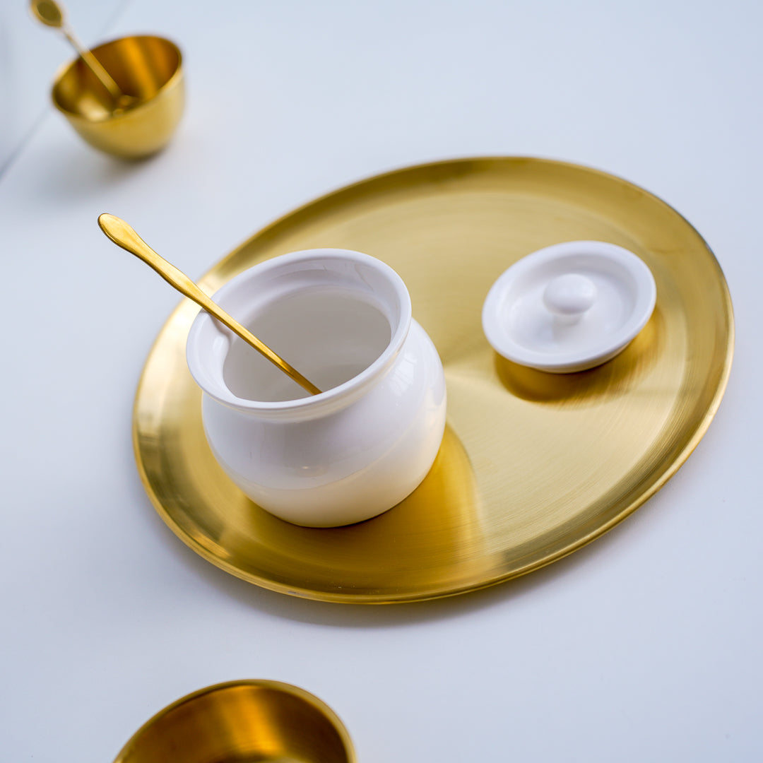 Ceramic Ghee Pot with Lid and Spoon – 420 ml - Image 5