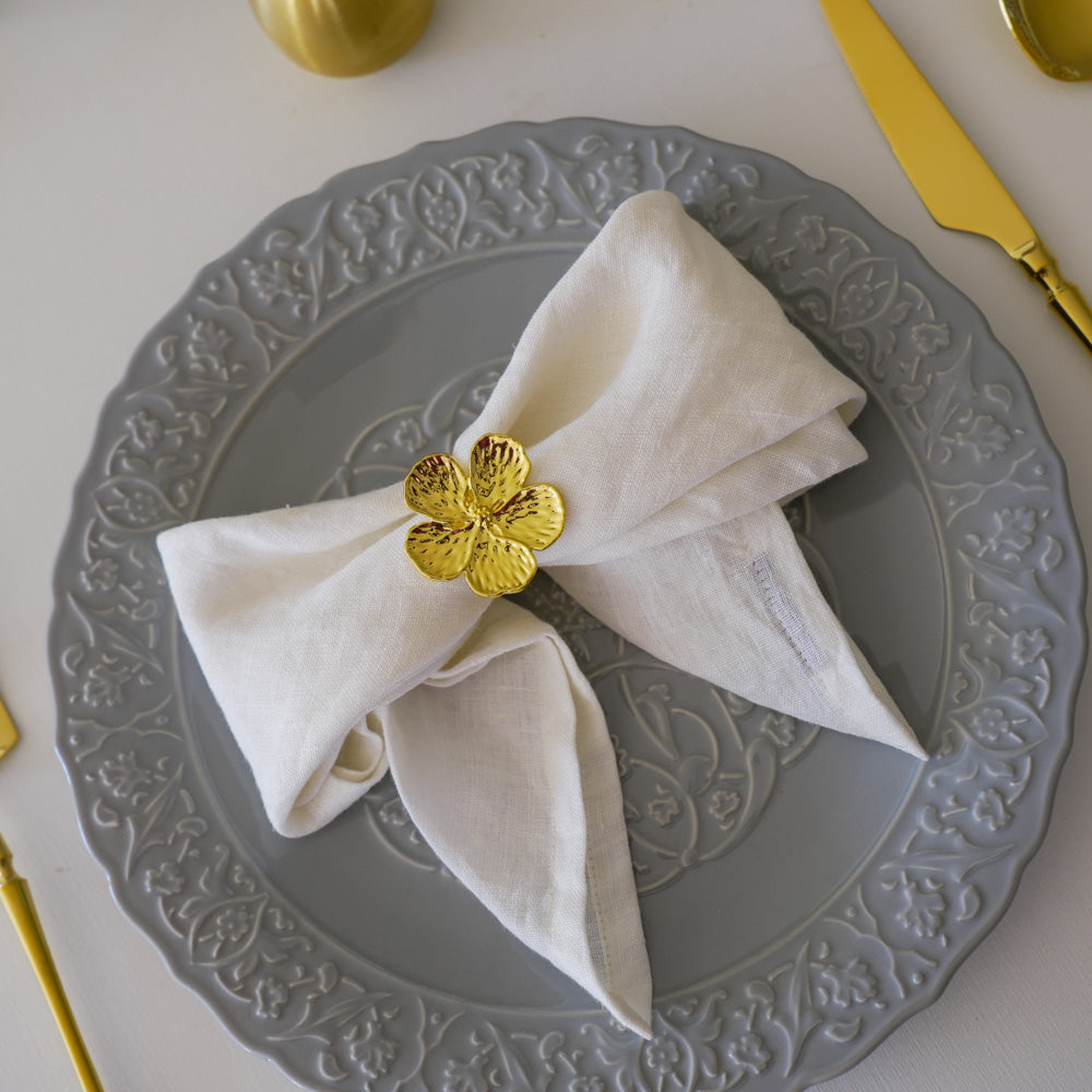 Gold Flower Napkin Rings – Set of 4, 6 or 8 - Image 2