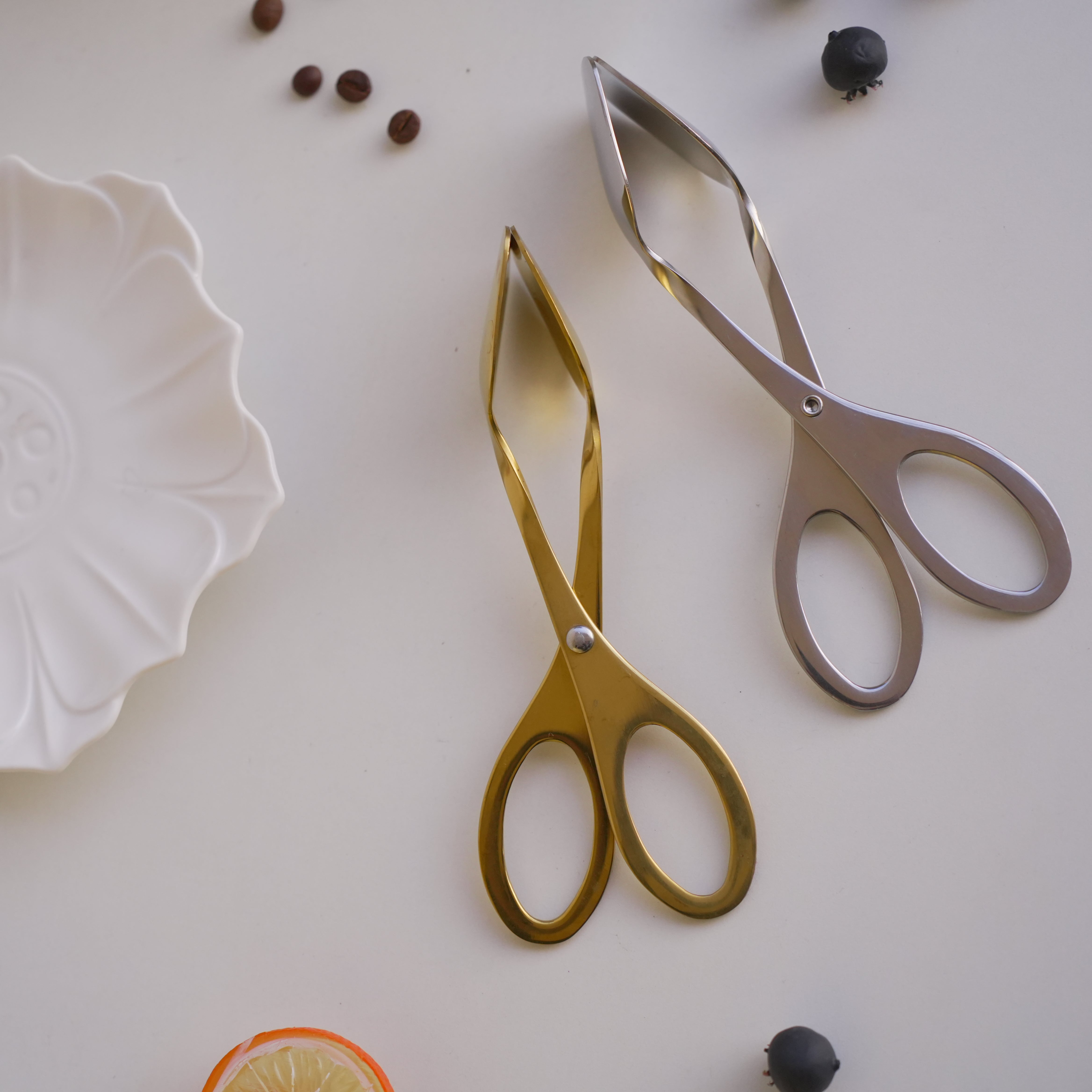 Stainless Steel Scissor Tongs – Gold & Silver - Image 2