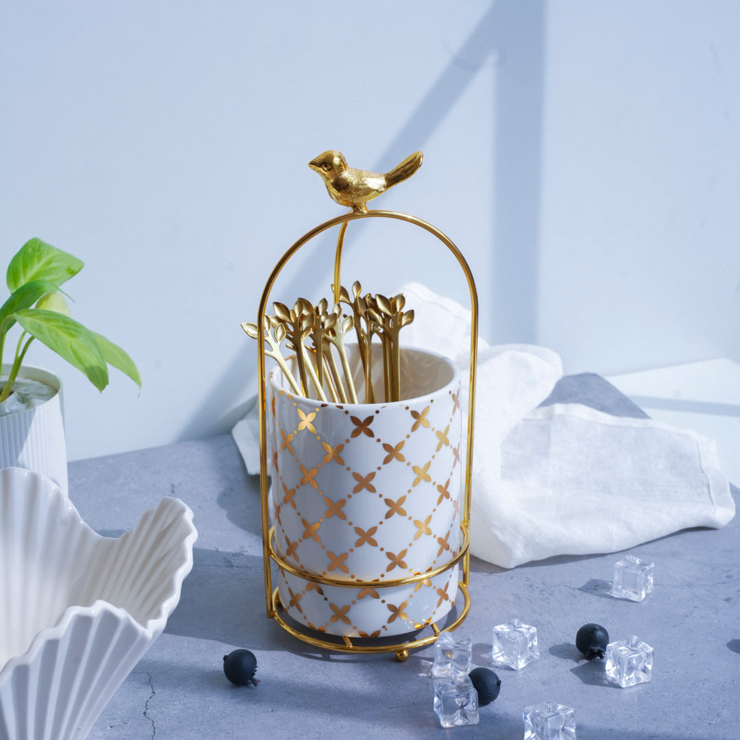 Large Cutlery and Kitchen Organizer – White & Gold - Image 10