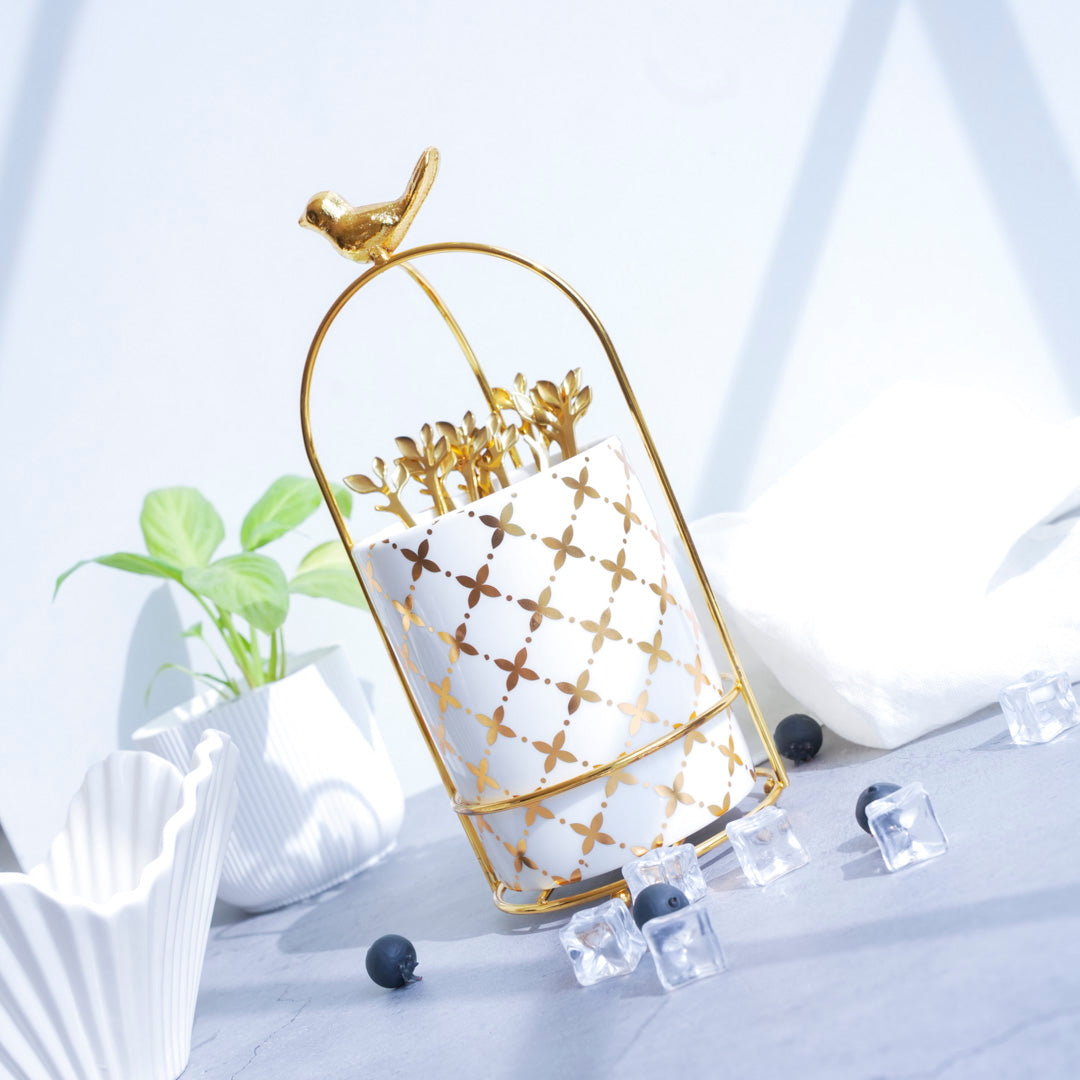 Large Cutlery and Kitchen Organizer – White & Gold - Image 11