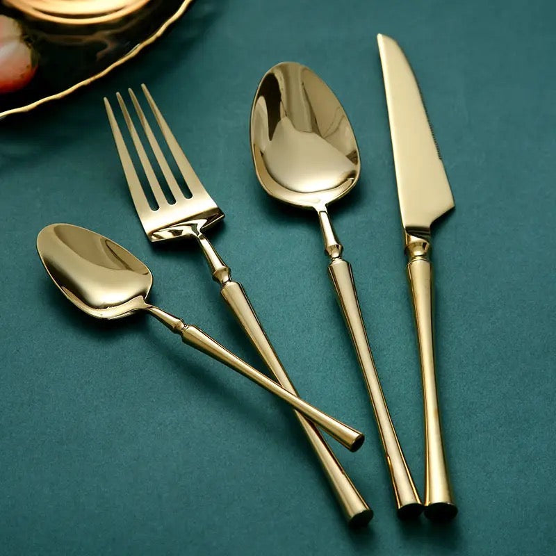 24-Piece Stainless Steel Cutlery Set – Gold & Silver - Image 2