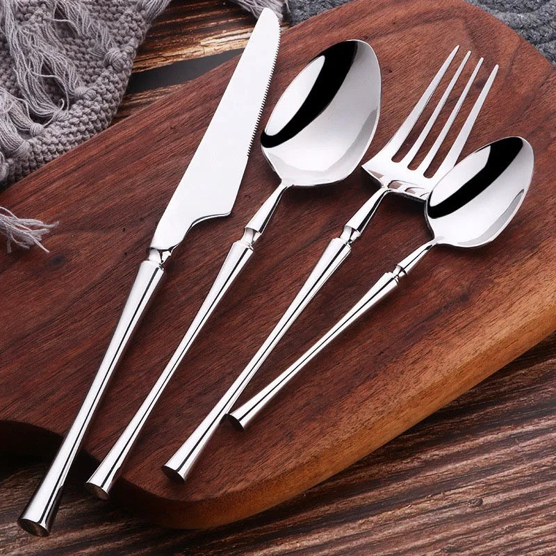 24-Piece Stainless Steel Cutlery Set – Gold & Silver - Image 10
