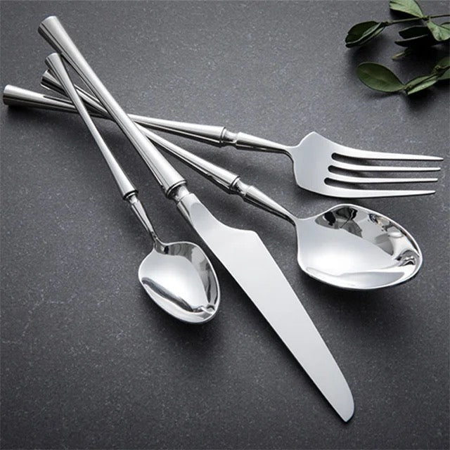 24-piece Luxury Cutlery Set | Fine-Dine Stainless Steel | Gold | Silver