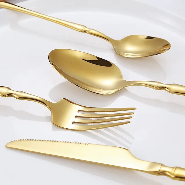 24-Piece Stainless Steel Cutlery Set – Gold & Silver - Image 5