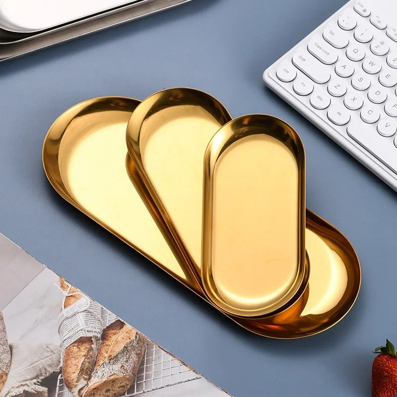 Stainless Steel Long Oval Sushi Plates – 3 Sizes - Image 2