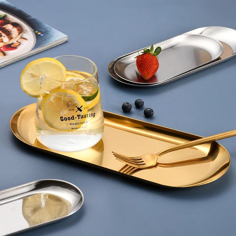 Stainless Steel Long Oval Sushi Plates – 3 Sizes - Image 8