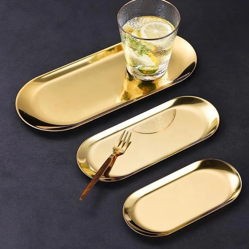 Stainless Steel Long Oval Sushi Plates – 3 Sizes - Image 4