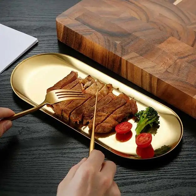 Stainless Steel Long Oval Sushi Plates – 3 Sizes - Image 3