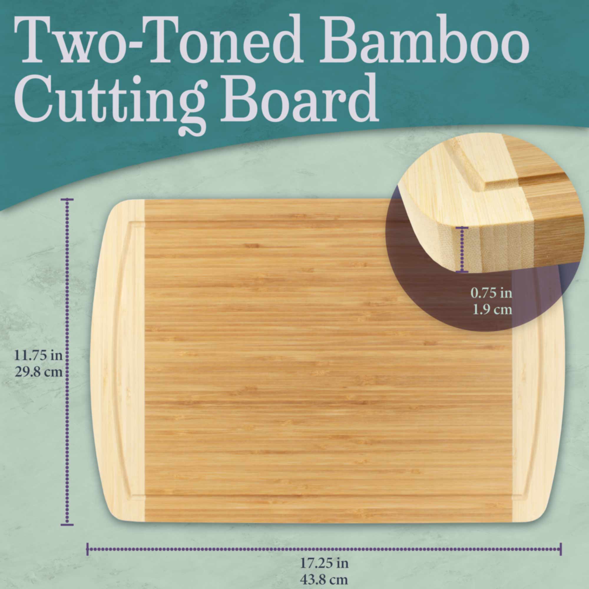 Grooved Two-Tone Bamboo Cutting Board – 17.25 x 11.75 Inch - Image 2