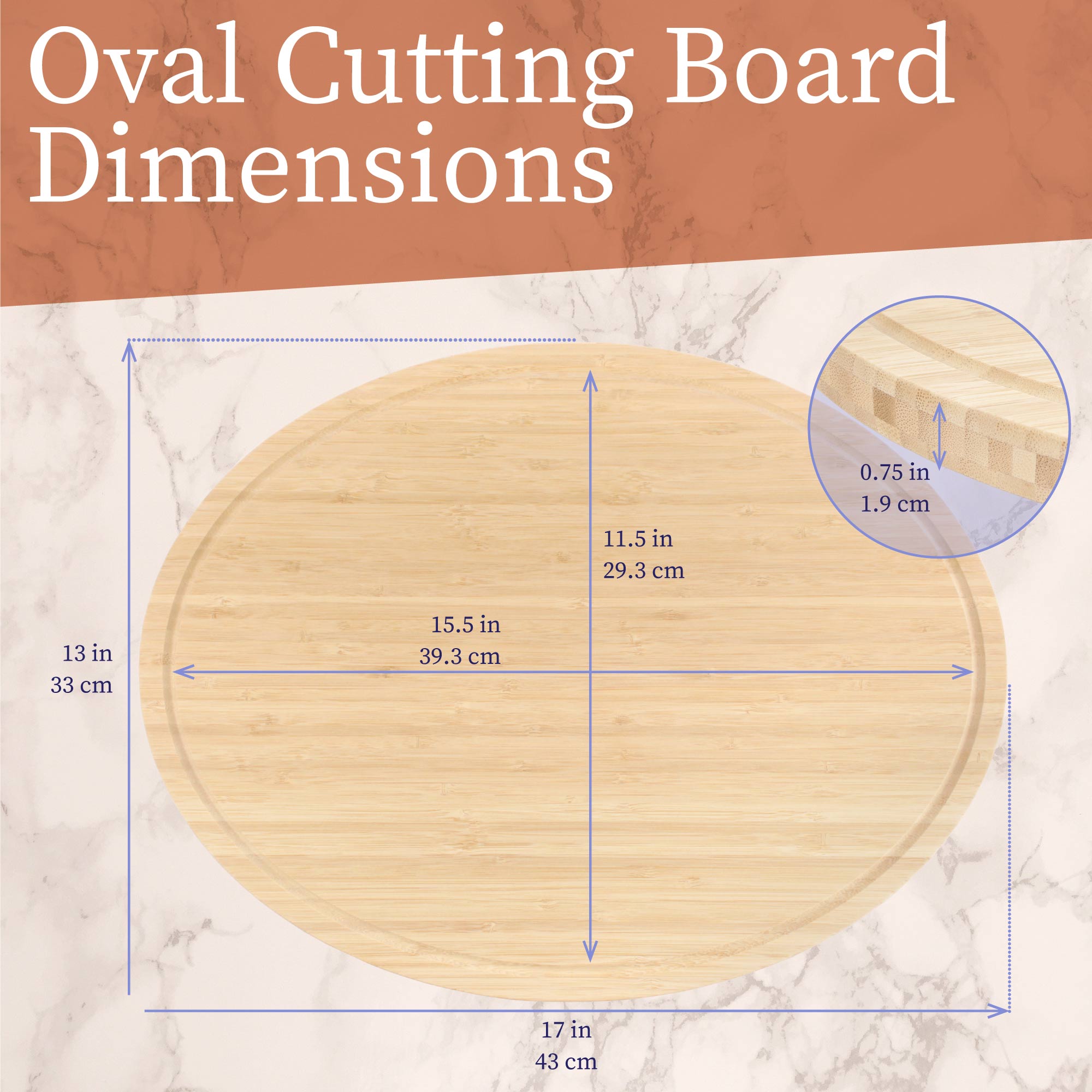 Grooved Oval Bamboo Cutting Board - Image 2