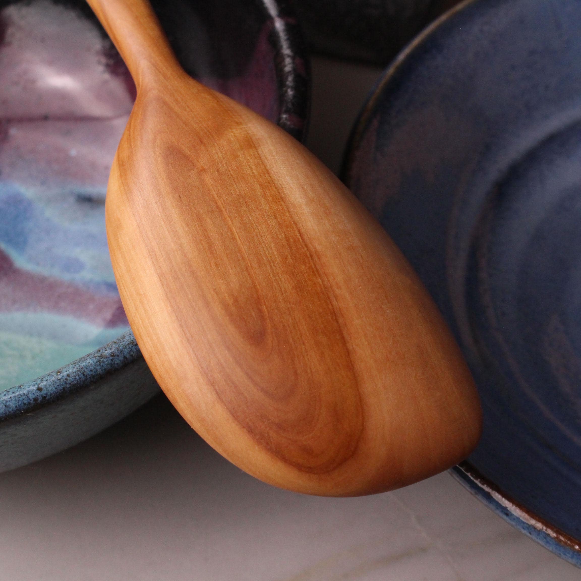 Wooden Stirring Spoon with Spatula End – Apple Wood - Image 4