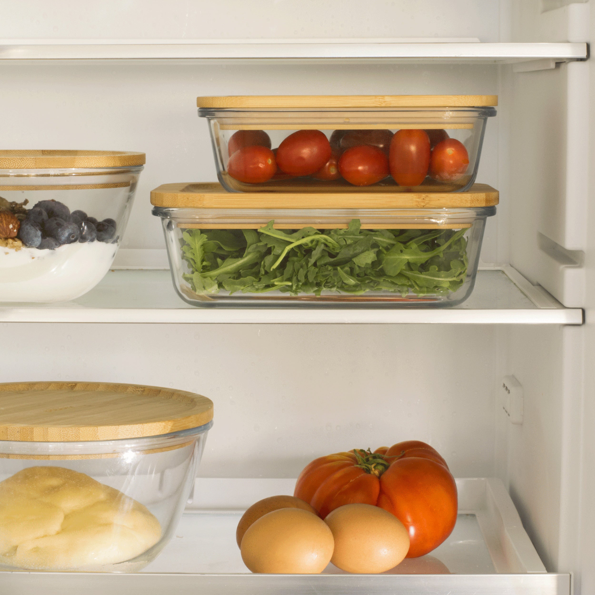 Rectangular Glass Container with Bamboo Lid – 650 ml - Image 2