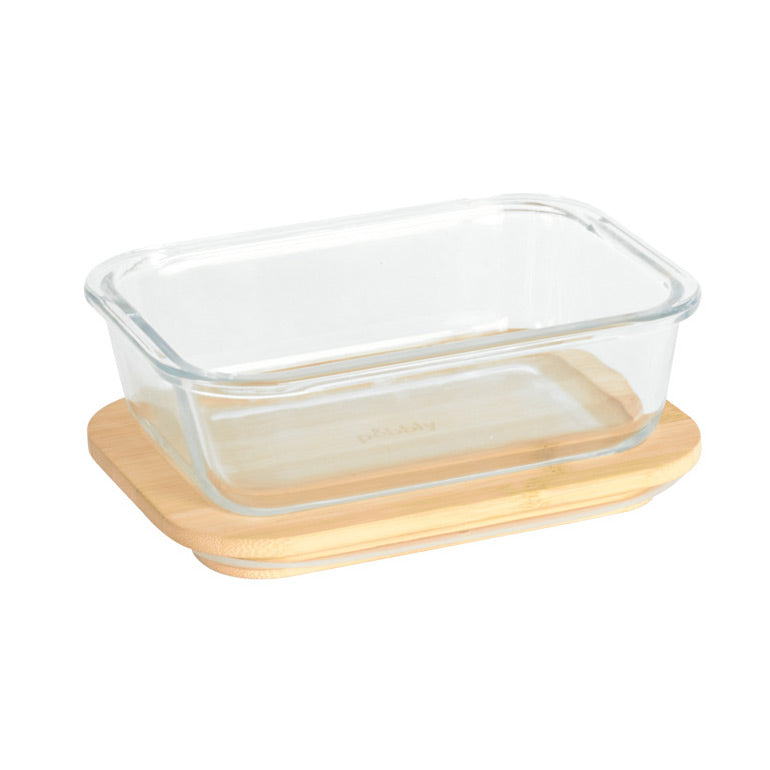 Rectangular Glass Container with Bamboo Lid – 650 ml - Image 3